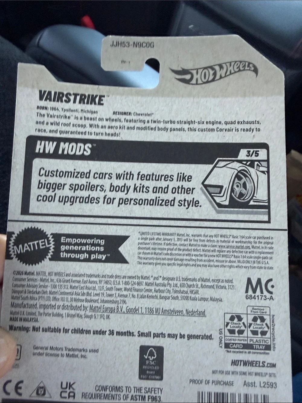 Hot Wheels Vairstrike Yellow Die-Cast Toy Car